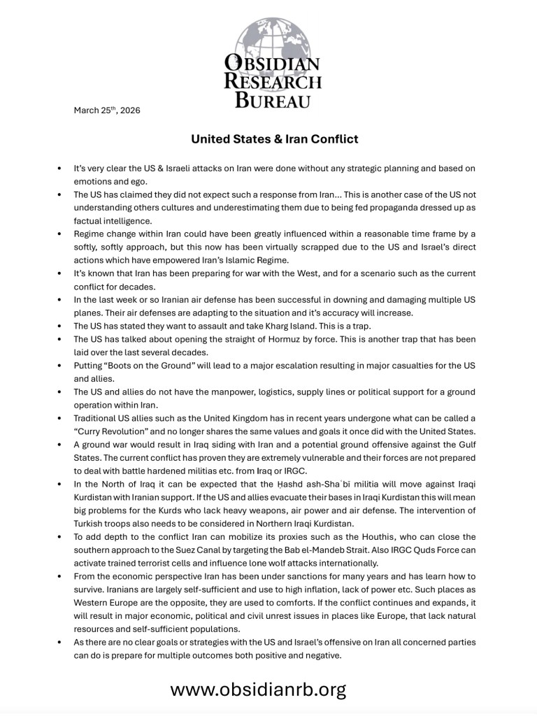 Obsidian Research Bureau - Trump Iran War